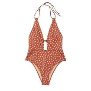 New! Victoria's Secret Swim Brown Daisy Plunge One Piece Swimsuit 3872
